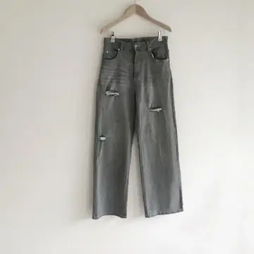 SHIPS 쉽스 세미 와이드 데미지 데님 그레이 M