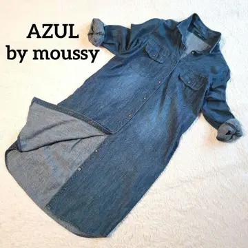 아줄바이마우지 데님 셔츠 원피스 L 사이즈 데님 롱 셔츠