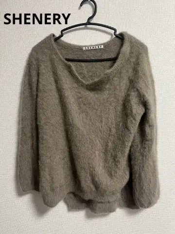 SHENERY 브라운 캐시미어 긴팔 니트 V넥