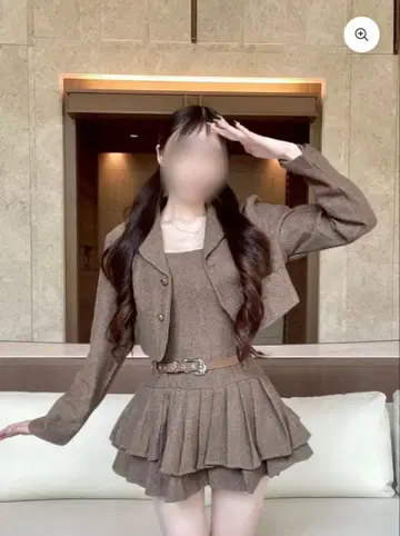 kerry 헤링본 플리츠 셋업 KR11939