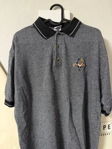 [ 구제 의류 ] TRUE FAN 피케 셔츠 XL 블랙/화이트