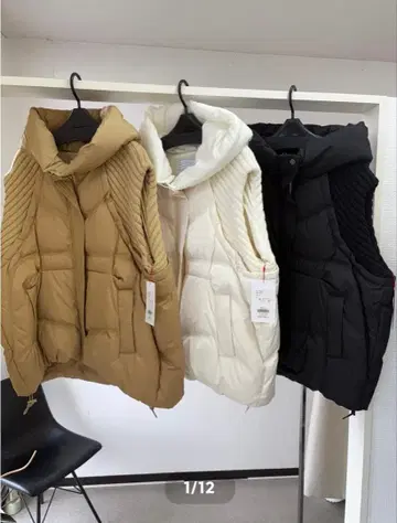 인기 상품 파시오네 후드 부착 퀼팅 다운 베스트 M 38 베이지