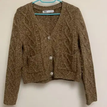 ZARA 브라운 케이블 짜임 가디건