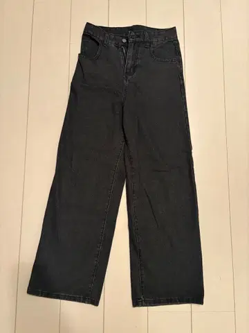 블랙 데님 와이드 레그 팬츠