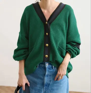 즉시 배송 FRAMeWORK 라인니트 가디건 그린 프레임워크