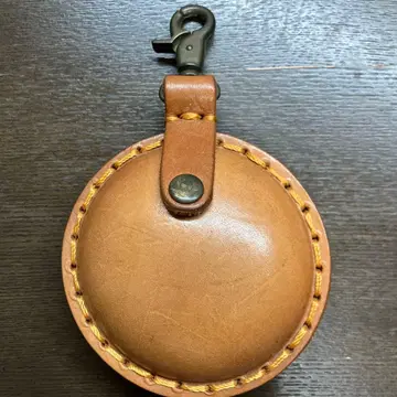 가죽 원형 코인 케이스 키링 포함