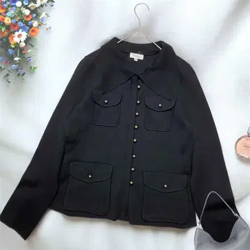 [ SCAPA ] 자켓 가디건 38 블랙 울 빅 옷깃 소두