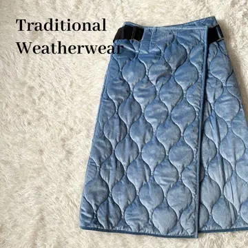 [ 새상품급 ] 트래디셔널 웨더웨어 방한 퀼팅 랩 스커트 M 블루