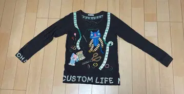 러프 내추럴 참 핸드메이드풍 디자인 티셔츠 패치워크