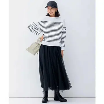 23구 [세탁 가능] 아머럭스 스무스 보더 크롭 티셔츠