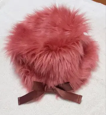 핑크 퍼 리본 포함 니트 모자