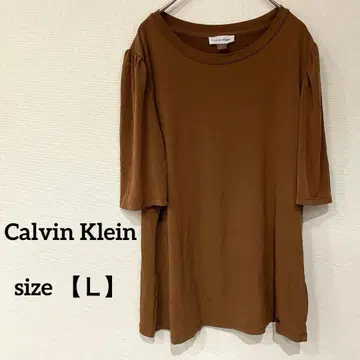 새상품급 Calvin Klein [ L ] 브라운 반팔 티셔츠 심플 무지