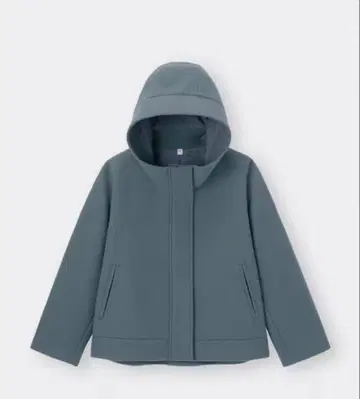 지유 GU 코지 멜톤 숏 후디 코트 M 블루