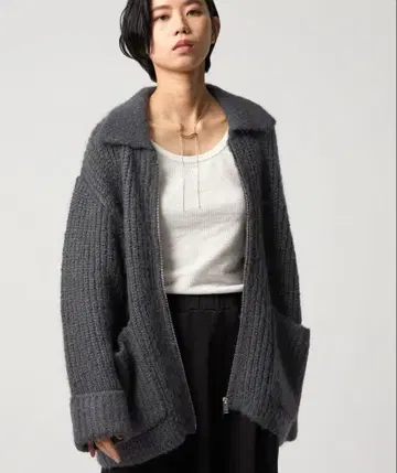 CITEN 아제 니트 폴로 칼라 지퍼 블루종