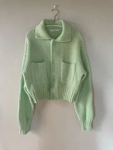 민트 그린 니트 스웨터 가디건