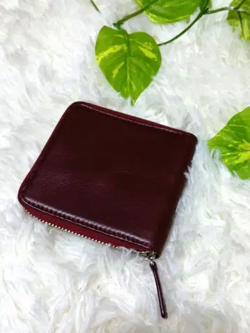 고급 접이식 지갑 라운드 지퍼 월렛 다크 레드