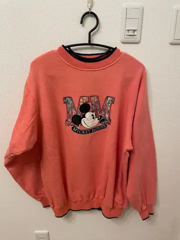 미키마우스 맨투맨 L 코랄 핑크