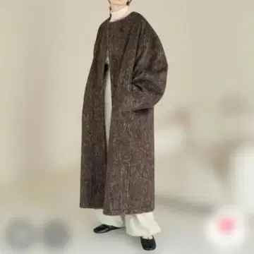 [ 미사용품/택 포함 ] hinari 노카라 샤기 롱 코트 S