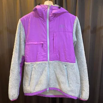 THENORTHFACE 플리스 자켓 보라색/그레이 후드 부착