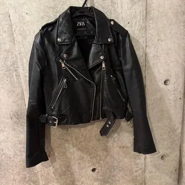 ZARA 블랙 가죽 라이더 자켓 S