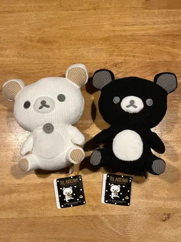 리락쿠마 흑백 리락쿠마 코듀로이 봉제 인형 2종류