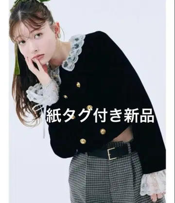 lily brown 스캘럽 비쥬 어태치드 자켓