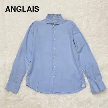 앙그레이 색스 긴팔 드레스 셔츠 와이셔츠 면 100% 남성용 블루