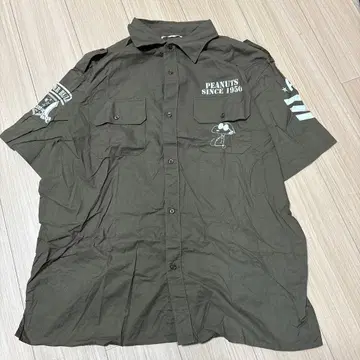 PEANUTS 스누피 반팔 셔츠 올리브 5L 1077번