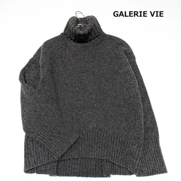 갤러리 바이 울 100% 터틀넥 니트 풀오버 차콜