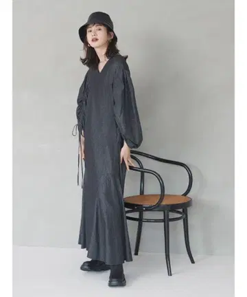 소매 개더 원피스