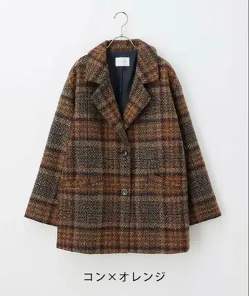 Honeys 새상품 체스터 코트 트위드 코트 봄/가을 체크 무늬