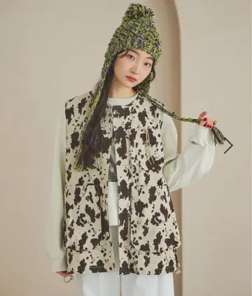 보이즈 실루엣 포켓 베스트 2 카우 패턴