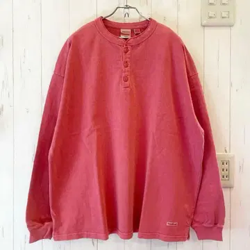 택 포함 새상품 Goodwear 제품 염색 헨리넥 코튼 핑크 S 사이즈