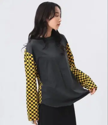 BEAMS BOY 체커 프린트 롱 슬리브 T 24FW