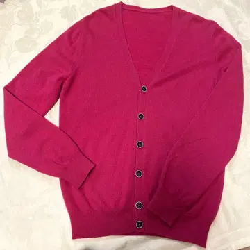 이탈리아제 캐시미어 100% 가디건 마젠타 색상 L~LL 손세탁 가능