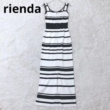 리엔다 롱 원피스 슬리브리스 지퍼 리브 보더 캐주얼