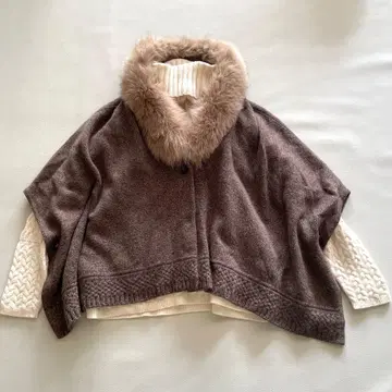 캐시미어 100% 돌먼 니트 판초 가디건 퍼 포함