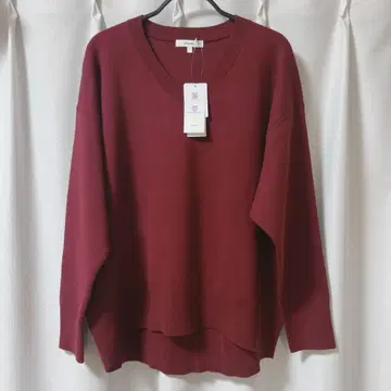 글로벌 워크 맨투맨 라이크 V넥 풀오버 니트 보르도 새상품