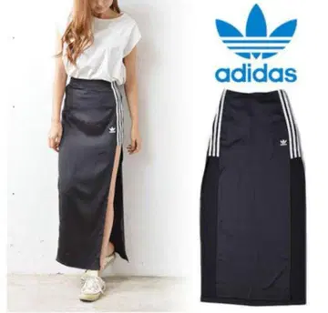 [ 아디다스 ] 블랙 롱 스커트 슬릿