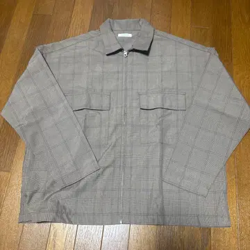 브라운 체크 무늬 셔츠 자켓