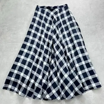 Mfil 엠필 네이비 블록 체크 스커트 미카코 나카무라 S