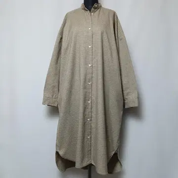 새상품급 멀로 밴드 카라 체크 무늬 셔츠 원피스 겉옷