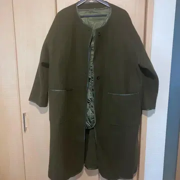 사만사 모스모스 올리브 그린 롱 코트 퀼팅 코트