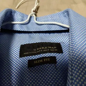 ZARA MAN 슬림핏 도트 무늬 셔츠 M