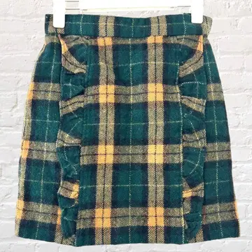 트란테안 손 드 모드 타이트 스커트 미니 기장 격자 무늬 울 100%