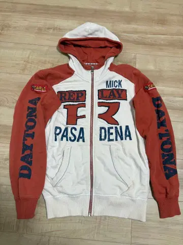 REPLAY 후드티 S 화이트/오렌지