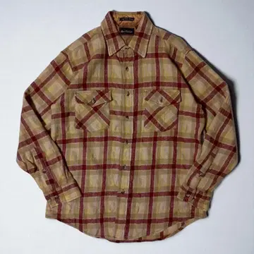90s 한국제 울 혼방 체크 셔츠 구제 의류 M  계열