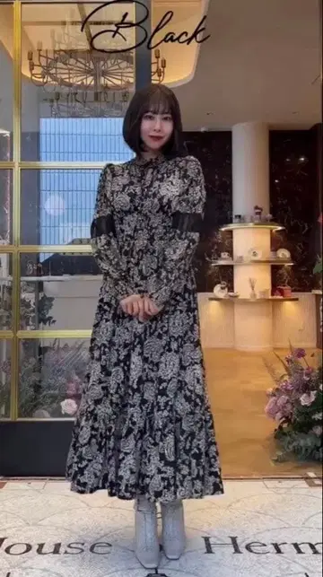 herlipto 윈터 플로럴 롱 슬리브 드레스