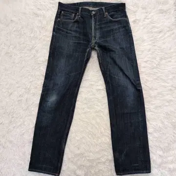 W36 네이비 OMNIGOD 데님 청바지 버튼 플라이 분위기 발군