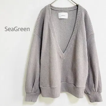 씨그린 SeaGreen V넥 와플 니트 풀오버 M